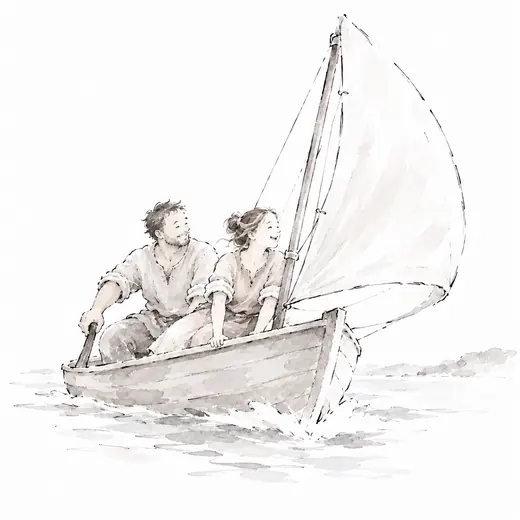 Un padre e una bambina su una barca a vela
